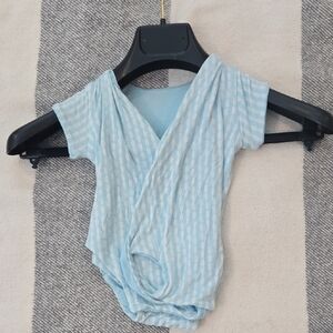Mama COCO Light Blue Striped Reversible Baby Onesie 0-3 Months